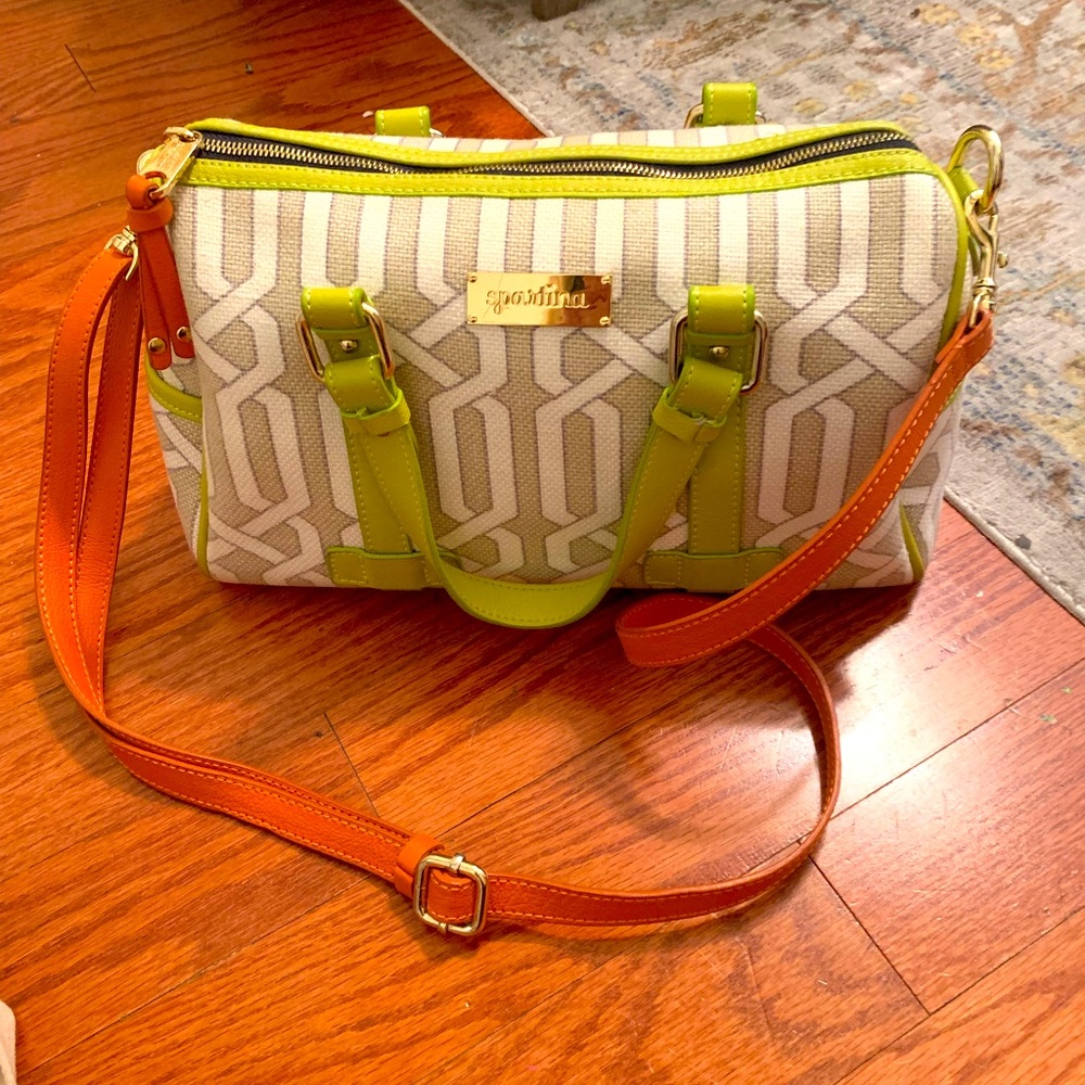 Spartina purse with removable crossbody strap.